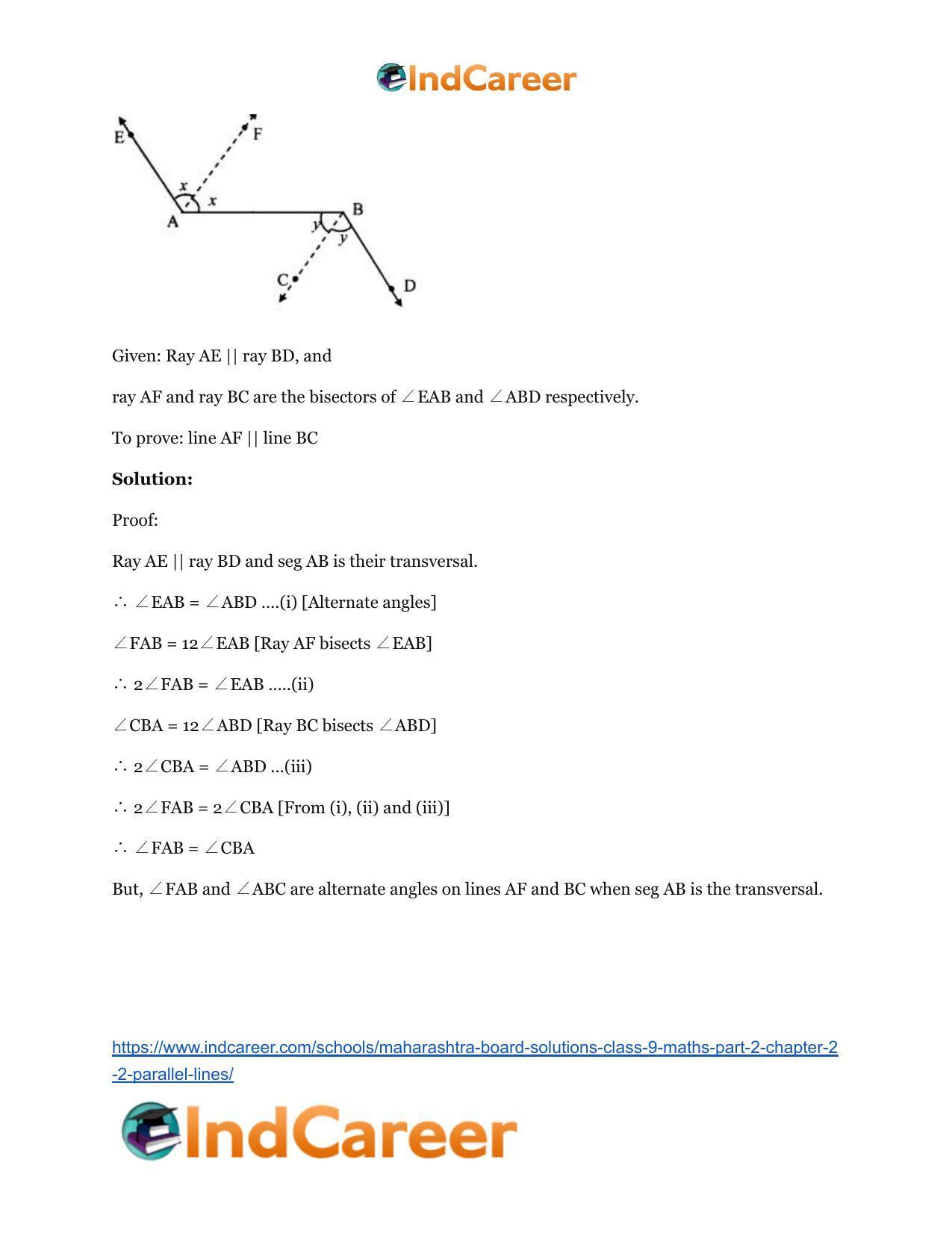 Maharashtra Board Solutions Class 9-Maths (Part 2): Chapter 2.2- Parallel Lines - Page 7