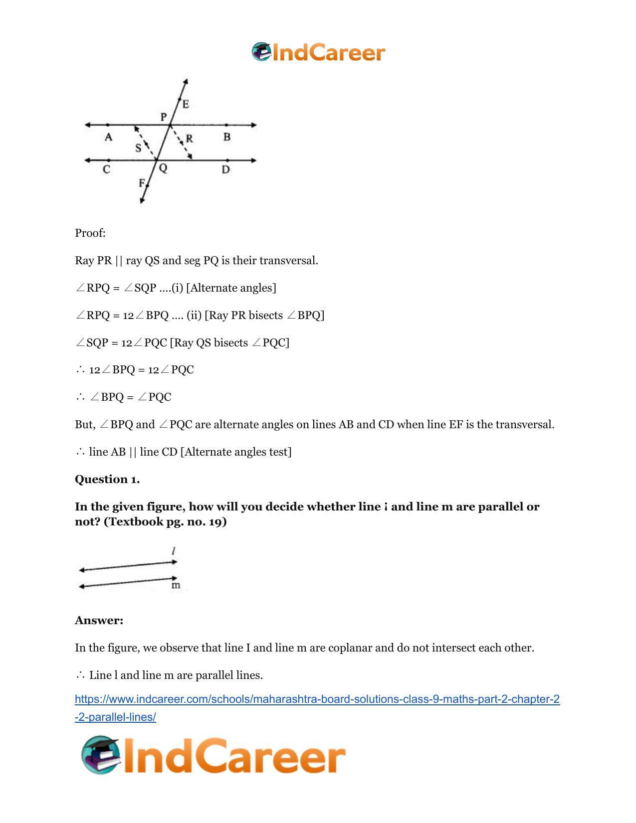 Maharashtra Board Solutions Class 9-Maths (Part 2): Chapter 2.2- Parallel Lines - Page 9
