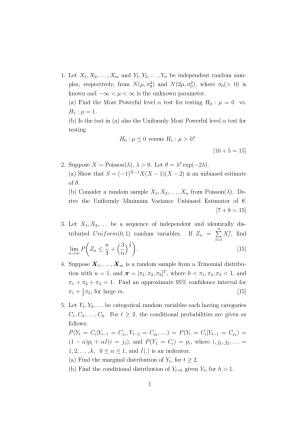ISI Admission Test JRF in Statistics (STB) 2023 Sample Paper