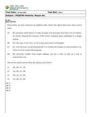 CUET (PG) 2022: PGQP-48 Vedanta, Nyaya etc (07-09-2022) Question Paper