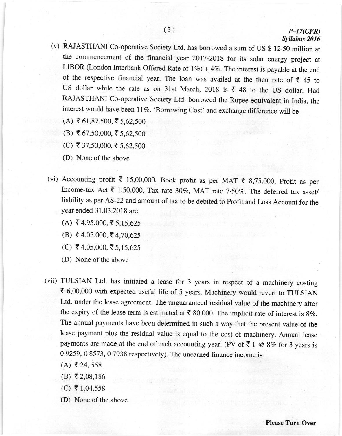 ICMAI Dec 2018 Corporate Financial Reporting Question Paper (Final) - Page 3