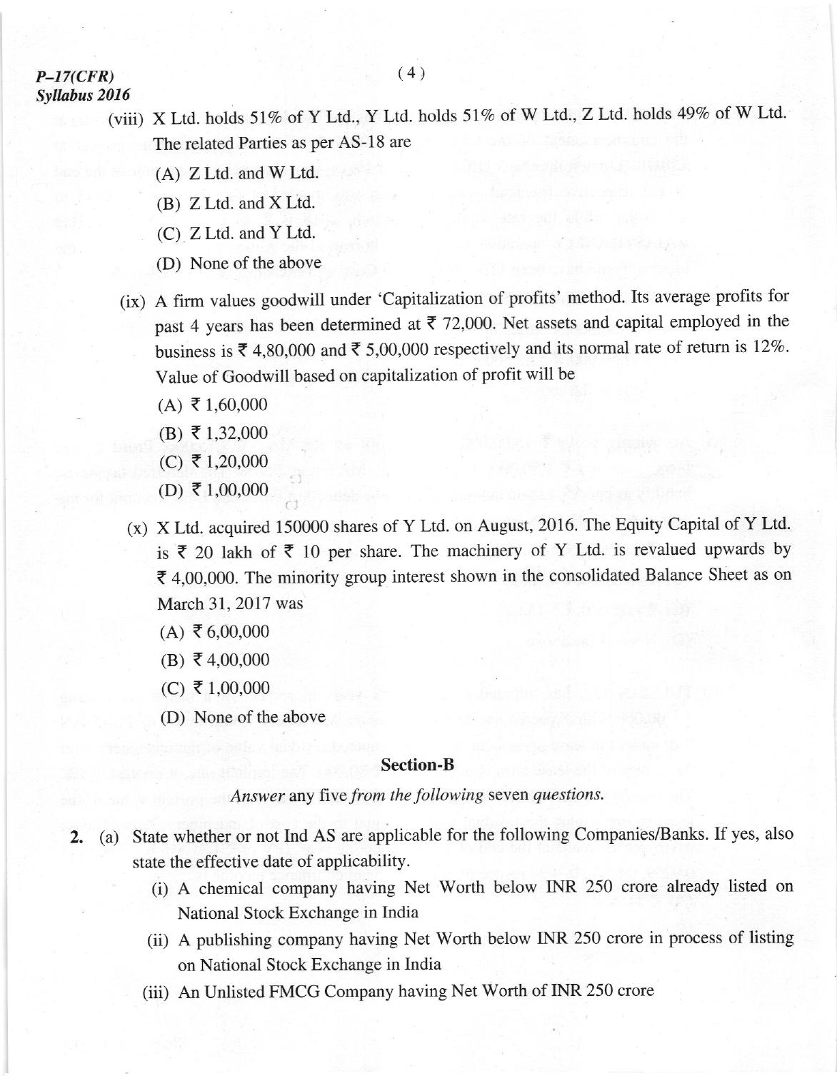 ICMAI Dec 2018 Corporate Financial Reporting Question Paper (Final) - Page 4
