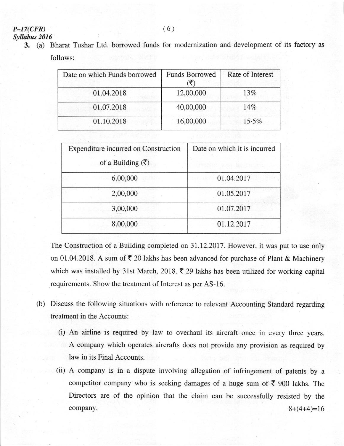 ICMAI Dec 2018 Corporate Financial Reporting Question Paper (Final) - Page 6