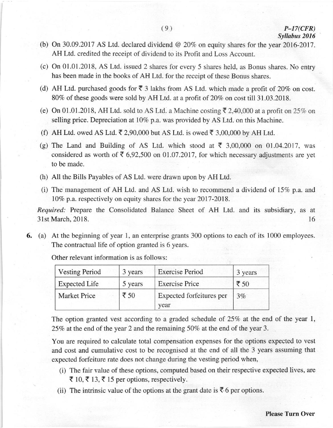 ICMAI Dec 2018 Corporate Financial Reporting Question Paper (Final) - Page 9