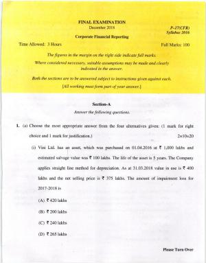 ICMAI Dec 2018 Corporate Financial Reporting Question Paper (Final)