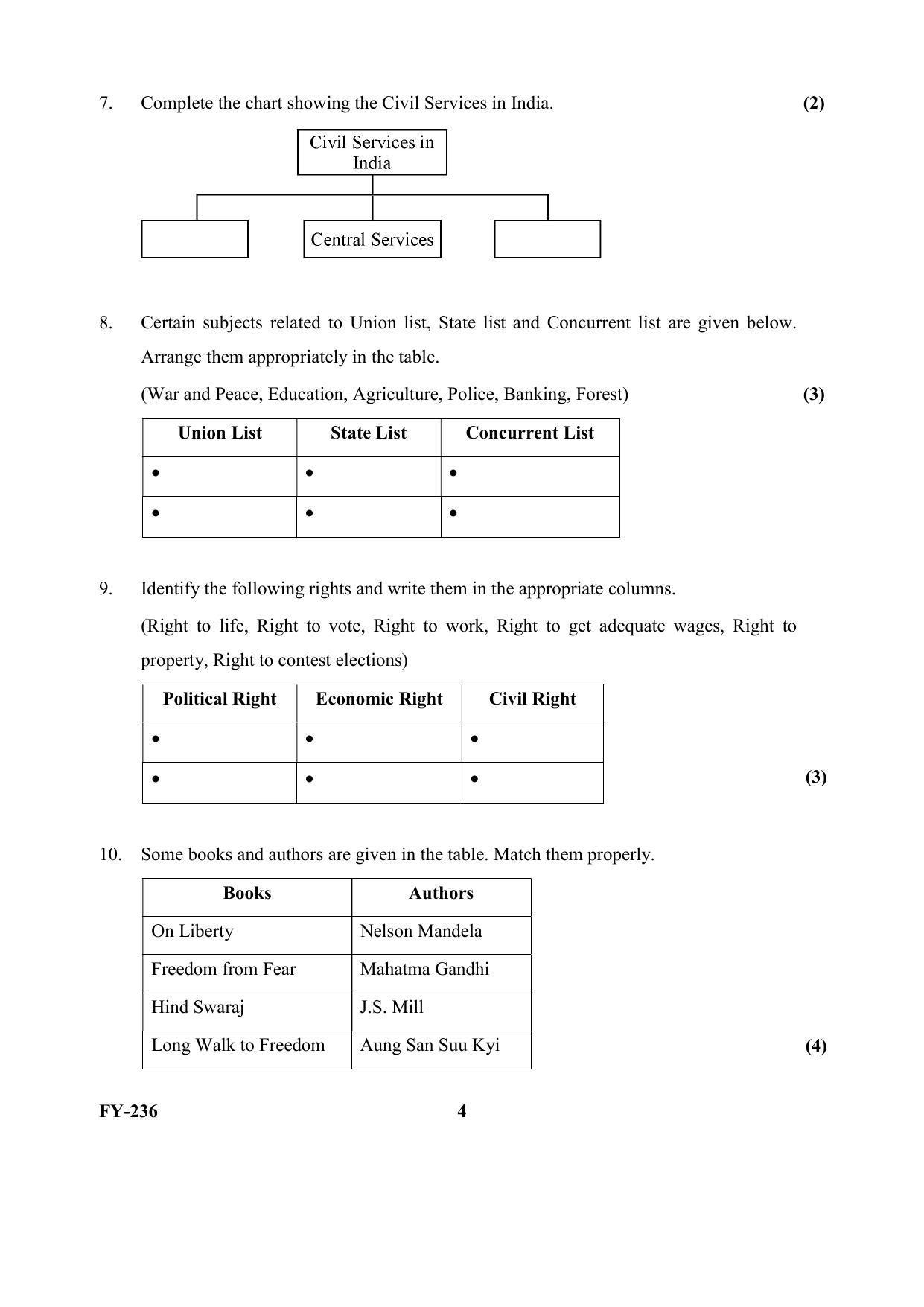 Kerala Plus One (Class 11th) Political Science Question Paper 2021 - Page 4