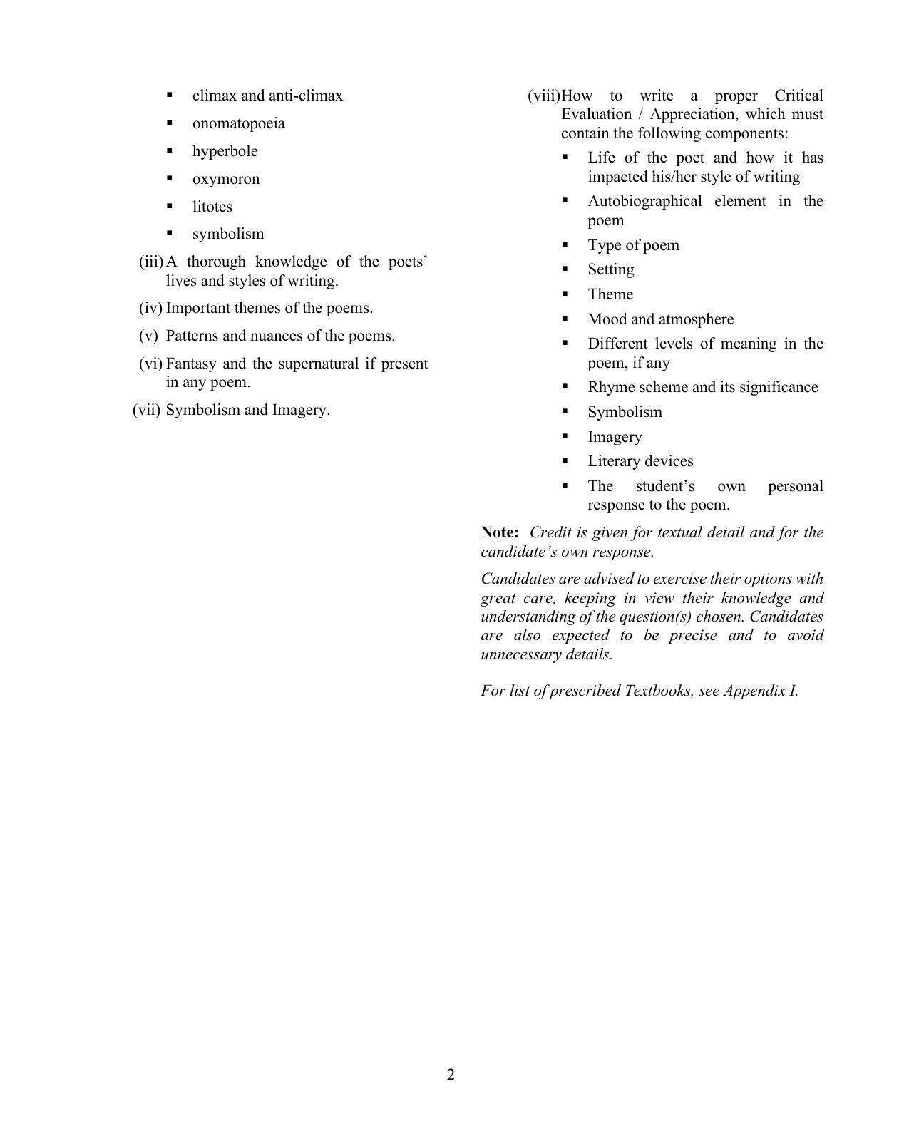 ISC Class 12 Elective English Syllabus - Page 2