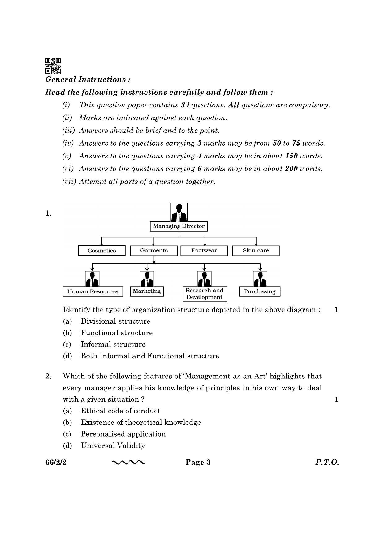 CBSE Class 12 66-2-2 Business Studies 2023 Question Paper - Page 3