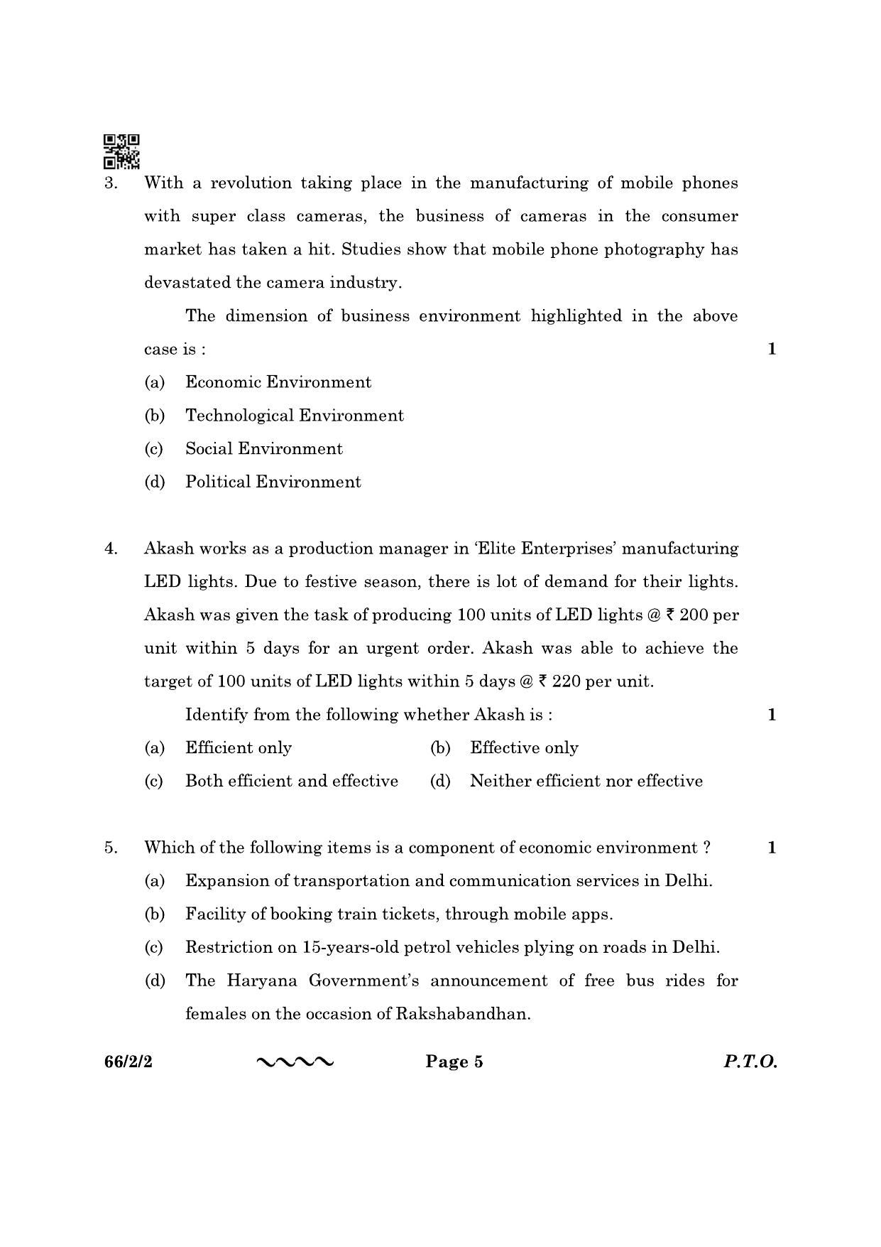 CBSE Class 12 66-2-2 Business Studies 2023 Question Paper - Page 5