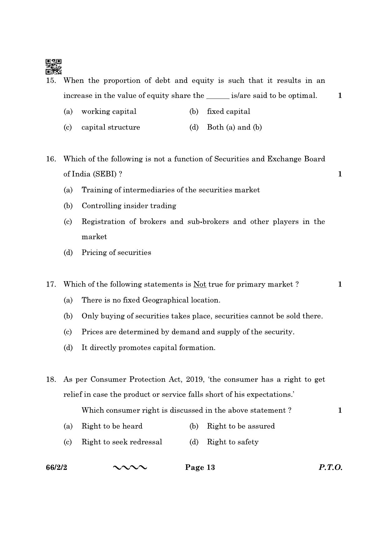 CBSE Class 12 66-2-2 Business Studies 2023 Question Paper - Page 13