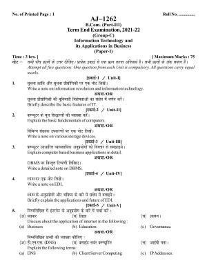 Bilaspur University Question Paper 2021-2022: B.COM Part -III (Three) (10+2+3)  (I) Information Technology And ITS App;.In Buis.Paper 1