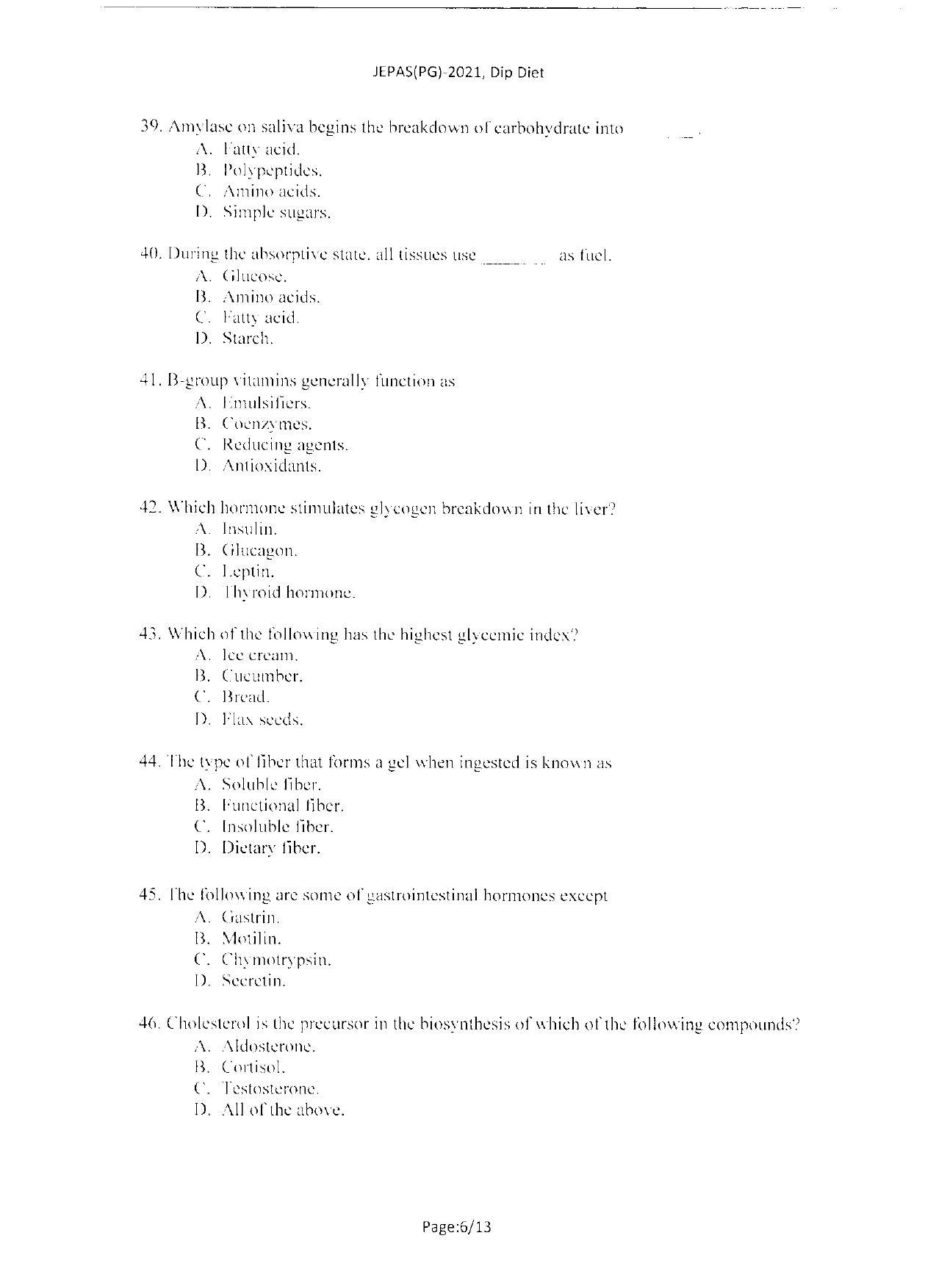 WBJEEB JEMAS (PG) 2021 Dip Diet Question Paper - Page 8
