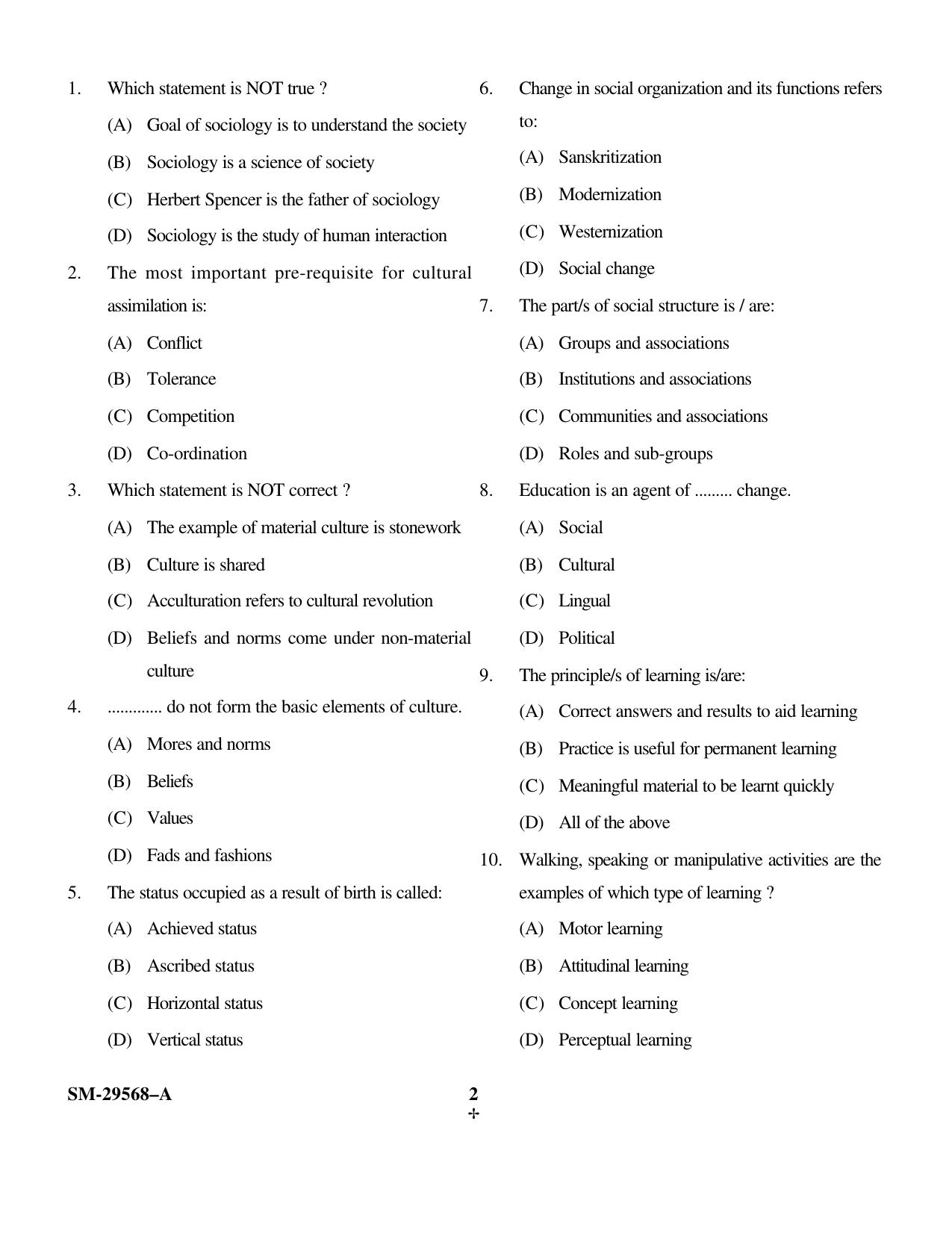 KUET 2023 M.A. Education Question Paper - Page 2