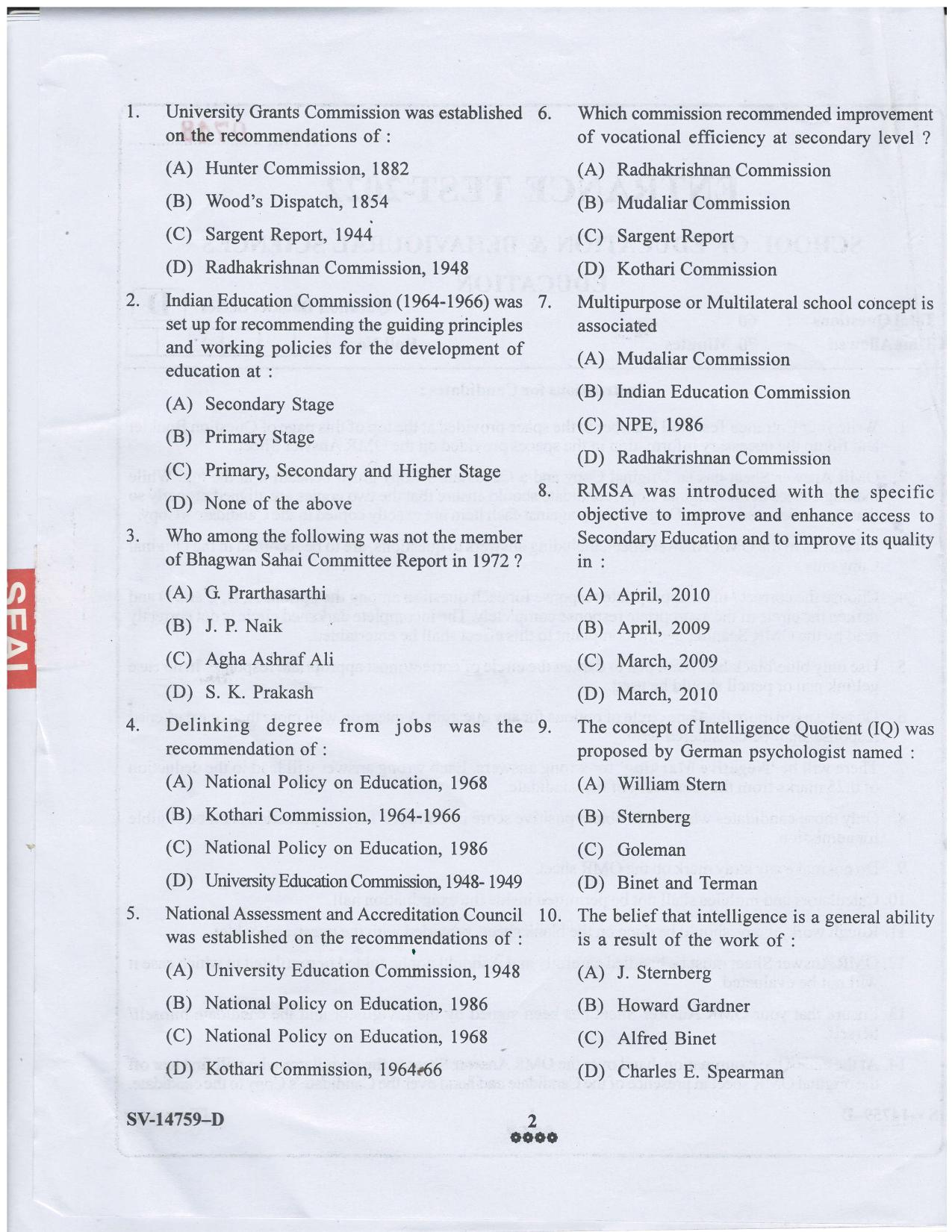 KUET 2023 M.A. Education Question Paper - Page 10