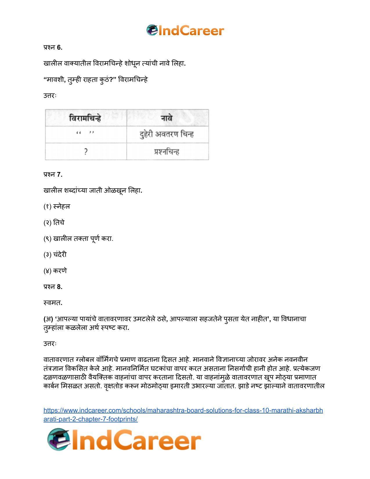 Maharashtra Board Solutions for Class 10- Marathi Aksharbharati (Part- 2): Chapter 7- फूटप्रिन्टस - Page 5