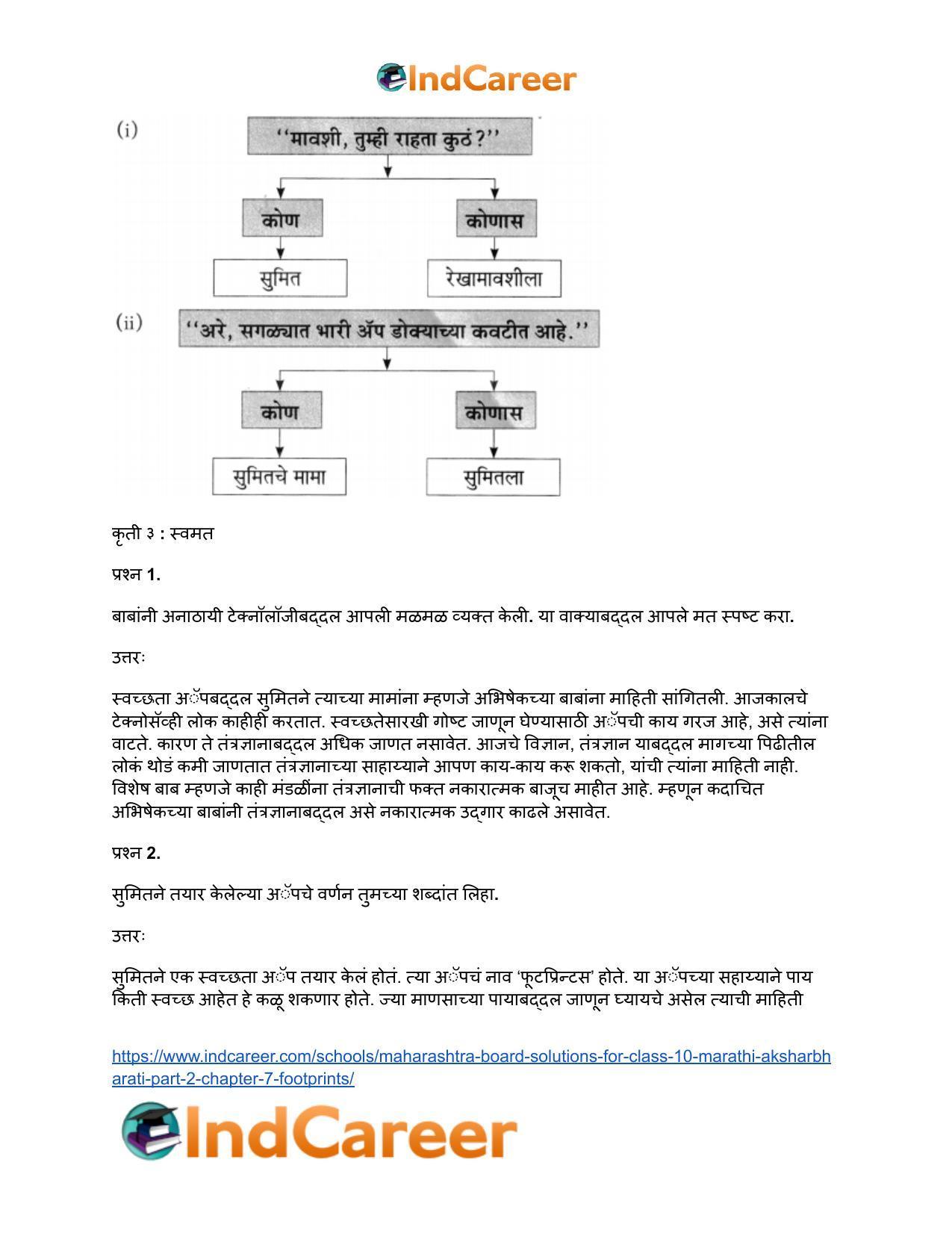 Maharashtra Board Solutions for Class 10- Marathi Aksharbharati (Part- 2): Chapter 7- फूटप्रिन्टस - Page 20