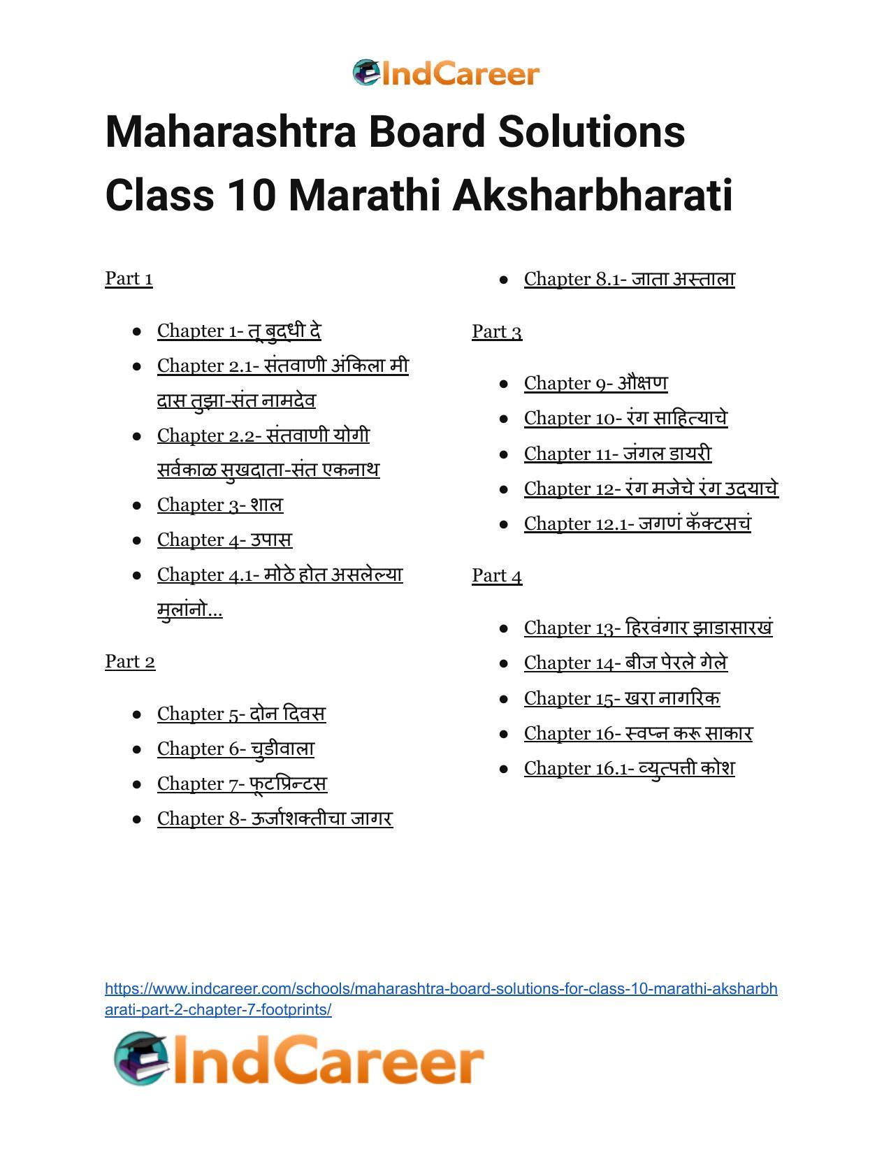 Maharashtra Board Solutions for Class 10- Marathi Aksharbharati (Part- 2): Chapter 7- फूटप्रिन्टस - Page 41