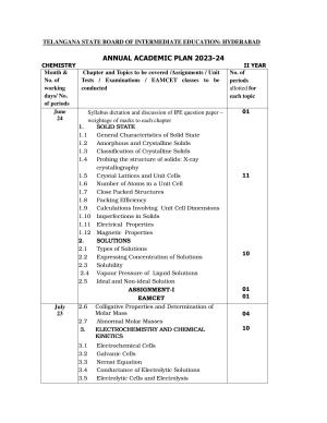 Telangana Board: TS Inter 2nd Year CHEMISTRY Syllabus