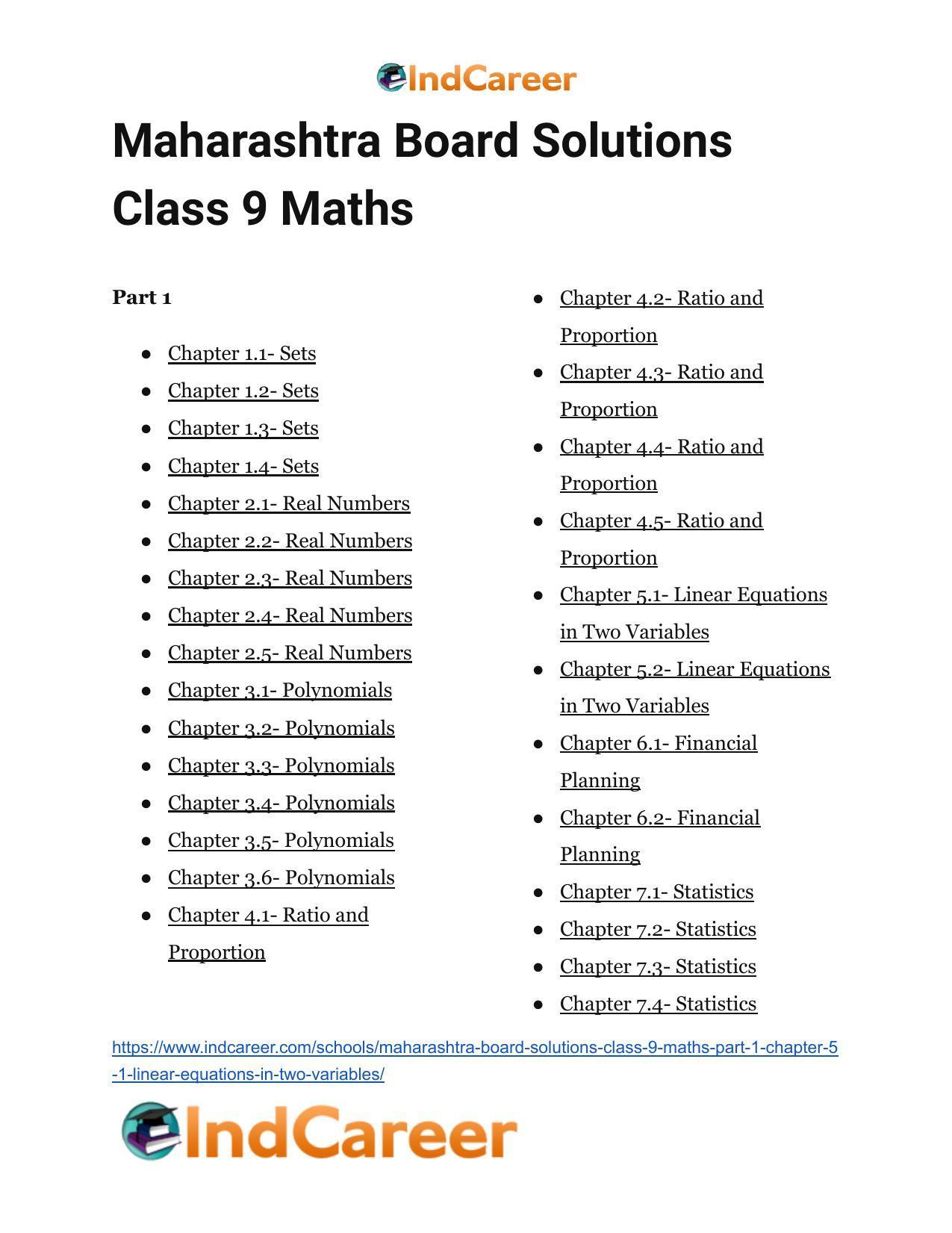 Maharashtra Board Solutions Class 9-Maths (Part 1): Chapter 5.1- Linear Equations in Two Variables - Page 12