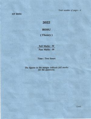 AHSEC Class 12 Bihu Question Papers 2022