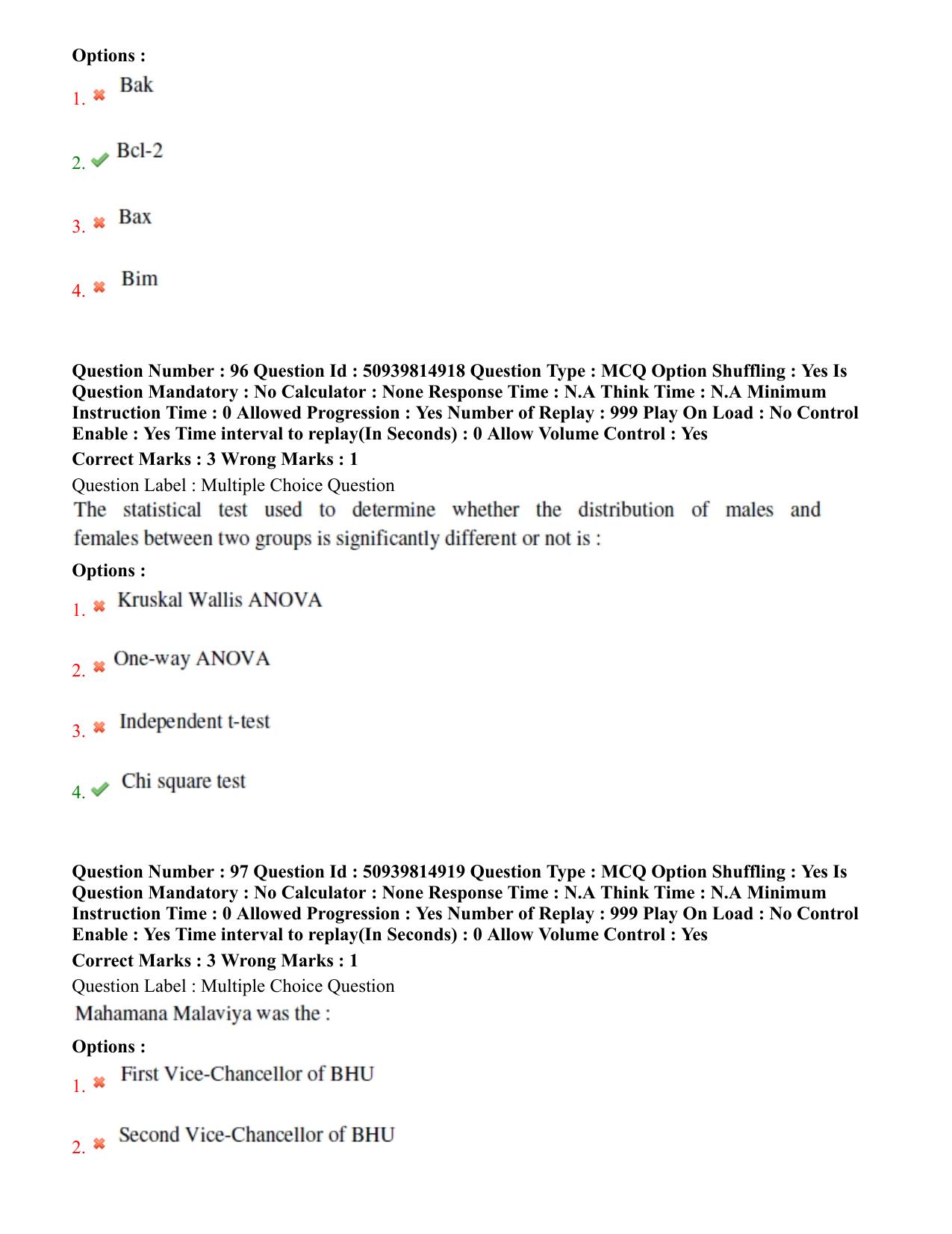 BHU RET Geriatric Medicine 2020 Question Paper  - Page 52