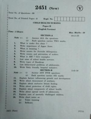 AP Inter 2nd Year Child Health Nursing-II (new) March-2020-Vocational Question Pape