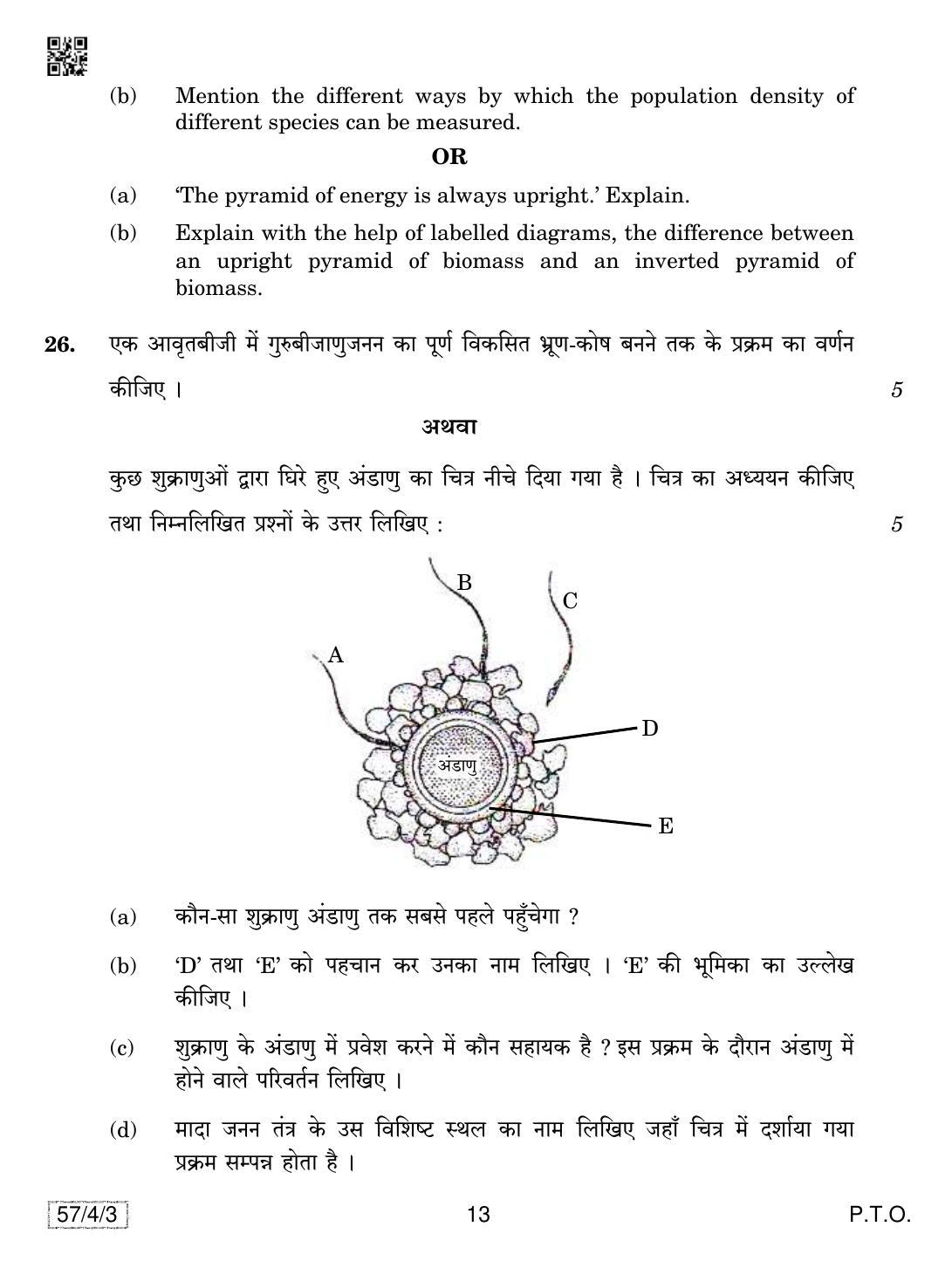 CBSE Class 12 57-4-3 Biology 2019 Question Paper - Page 13