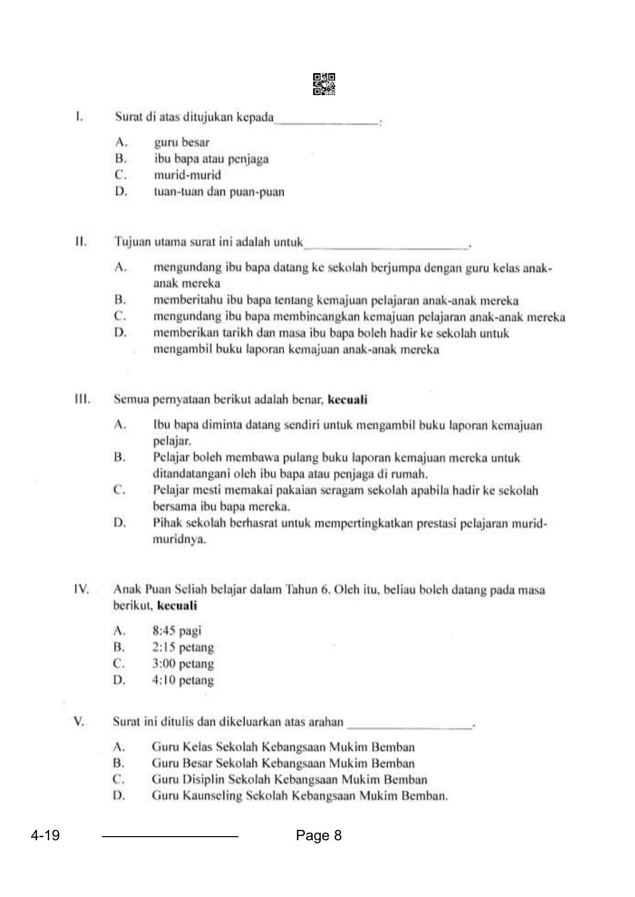 CBSE Class 10 Bhasa Melayu 2024 Question Paper - Page 8
