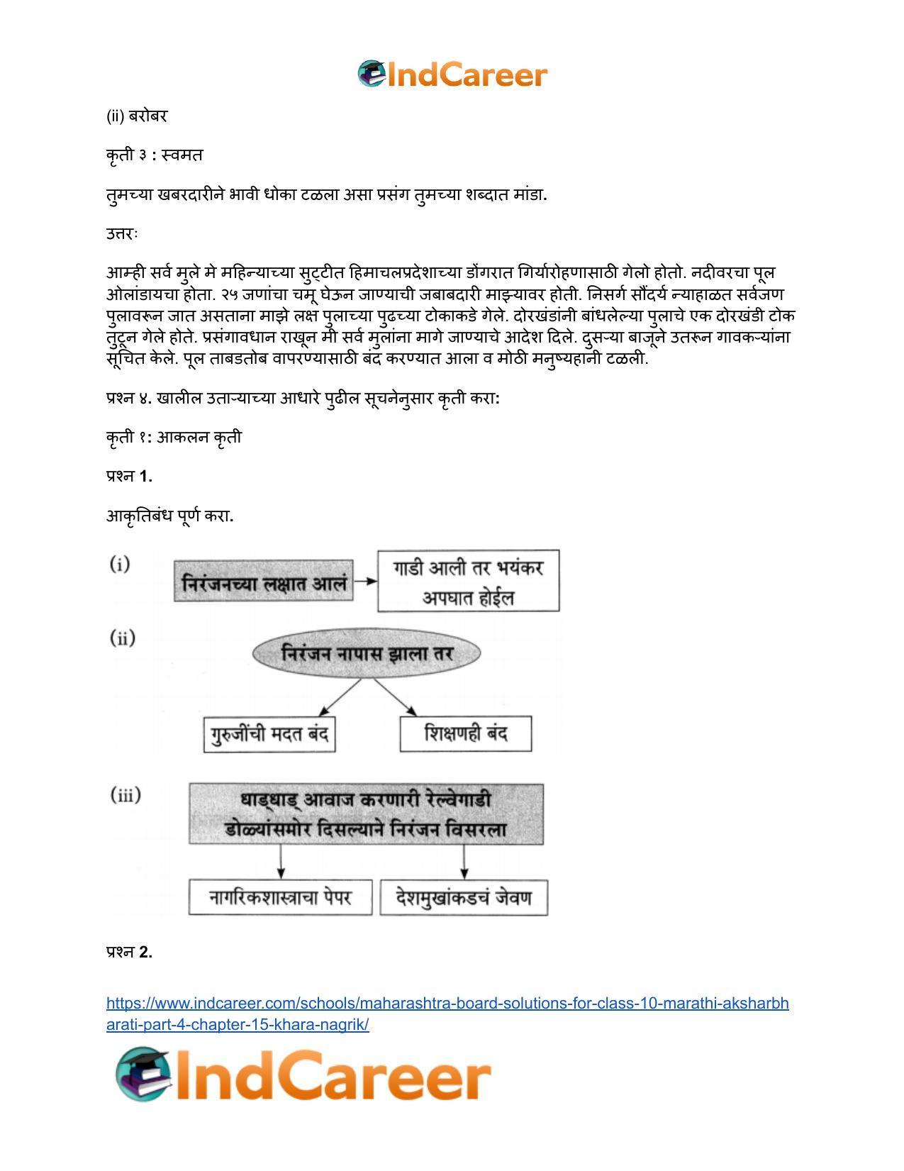 Maharashtra Board Solutions for Class 10- Marathi Aksharbharati (Part- 3): Chapter 15- खरा नागरिक - Page 20