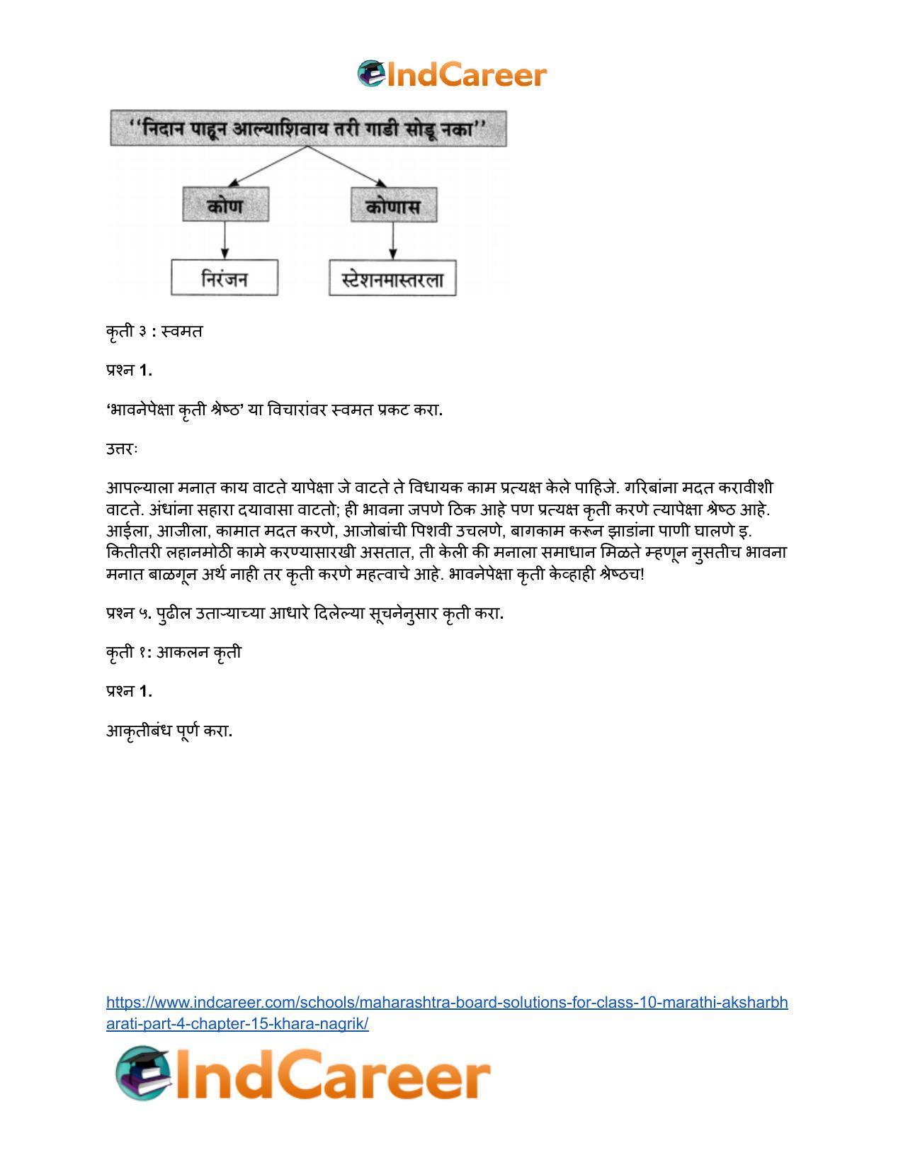 Maharashtra Board Solutions for Class 10- Marathi Aksharbharati (Part- 3): Chapter 15- खरा नागरिक - Page 24
