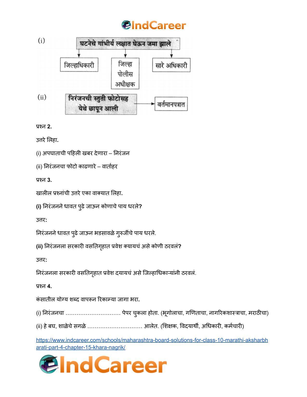 Maharashtra Board Solutions for Class 10- Marathi Aksharbharati (Part- 3): Chapter 15- खरा नागरिक - Page 25