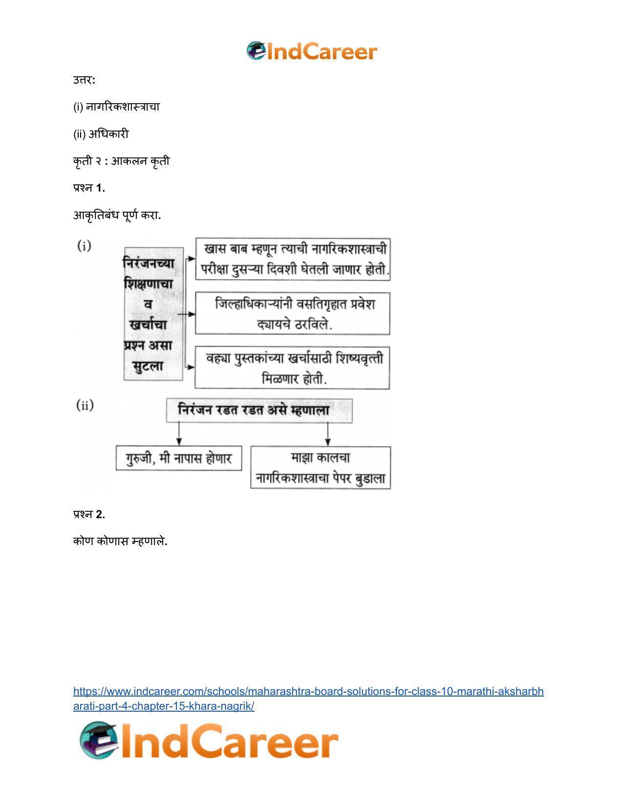 Maharashtra Board Solutions for Class 10- Marathi Aksharbharati (Part- 3): Chapter 15- खरा नागरिक - Page 26