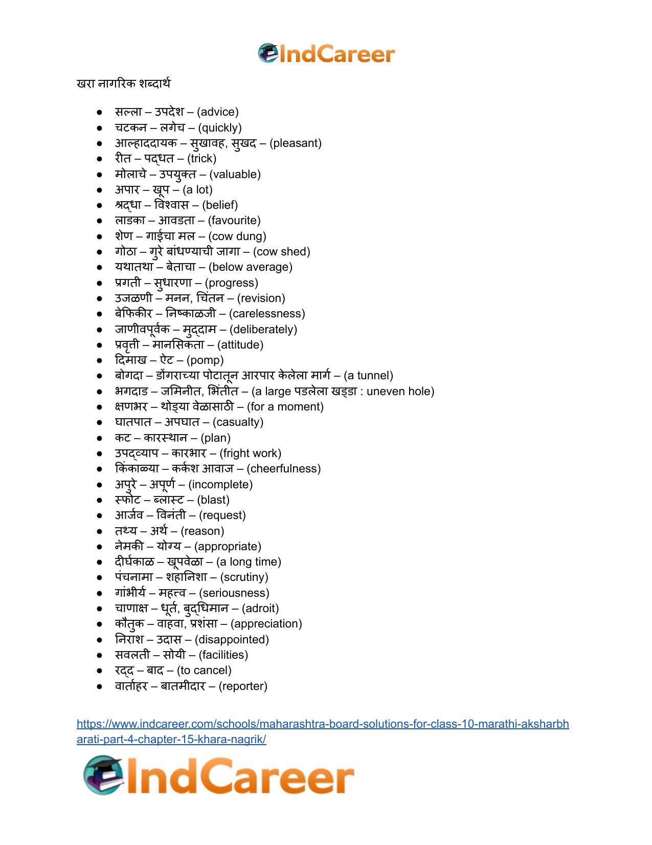 Maharashtra Board Solutions for Class 10- Marathi Aksharbharati (Part- 3): Chapter 15- खरा नागरिक - Page 29