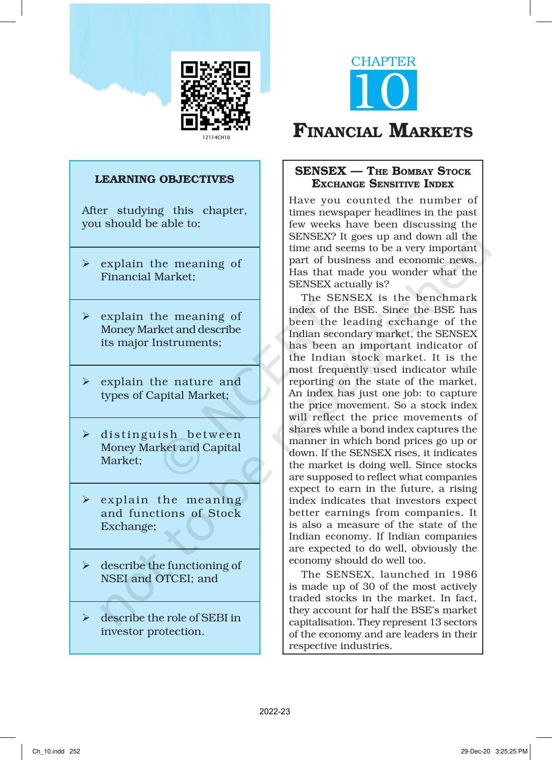 NCERT Book for Class 12 Business Studies Chapter 10 Financial Market - Page 1