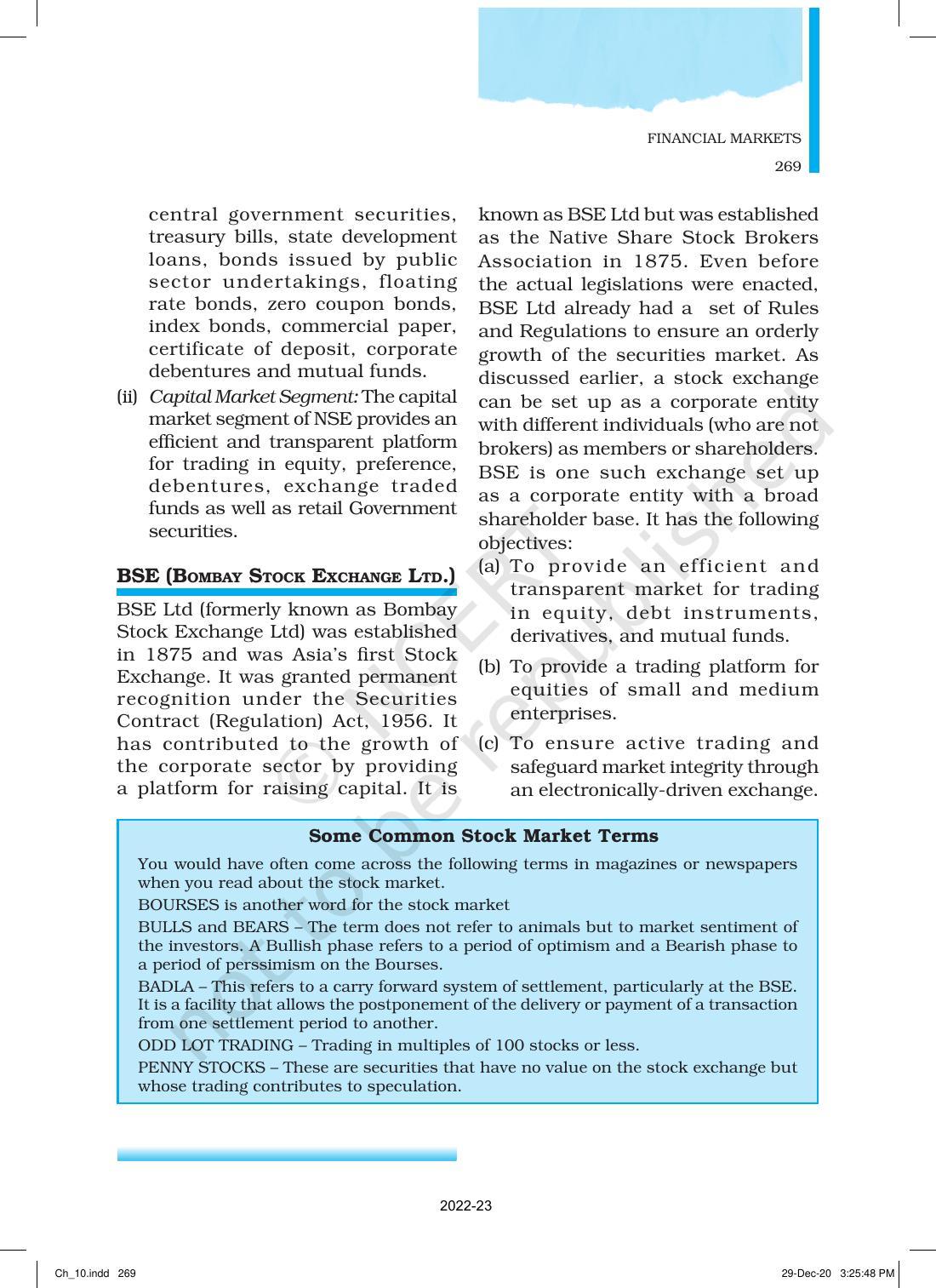 NCERT Book for Class 12 Business Studies Chapter 10 Financial Market - Page 18