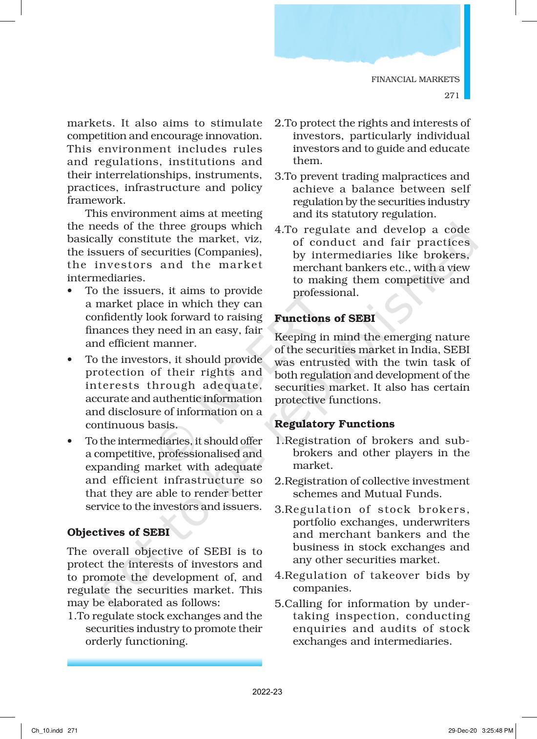 NCERT Book for Class 12 Business Studies Chapter 10 Financial Market - Page 20