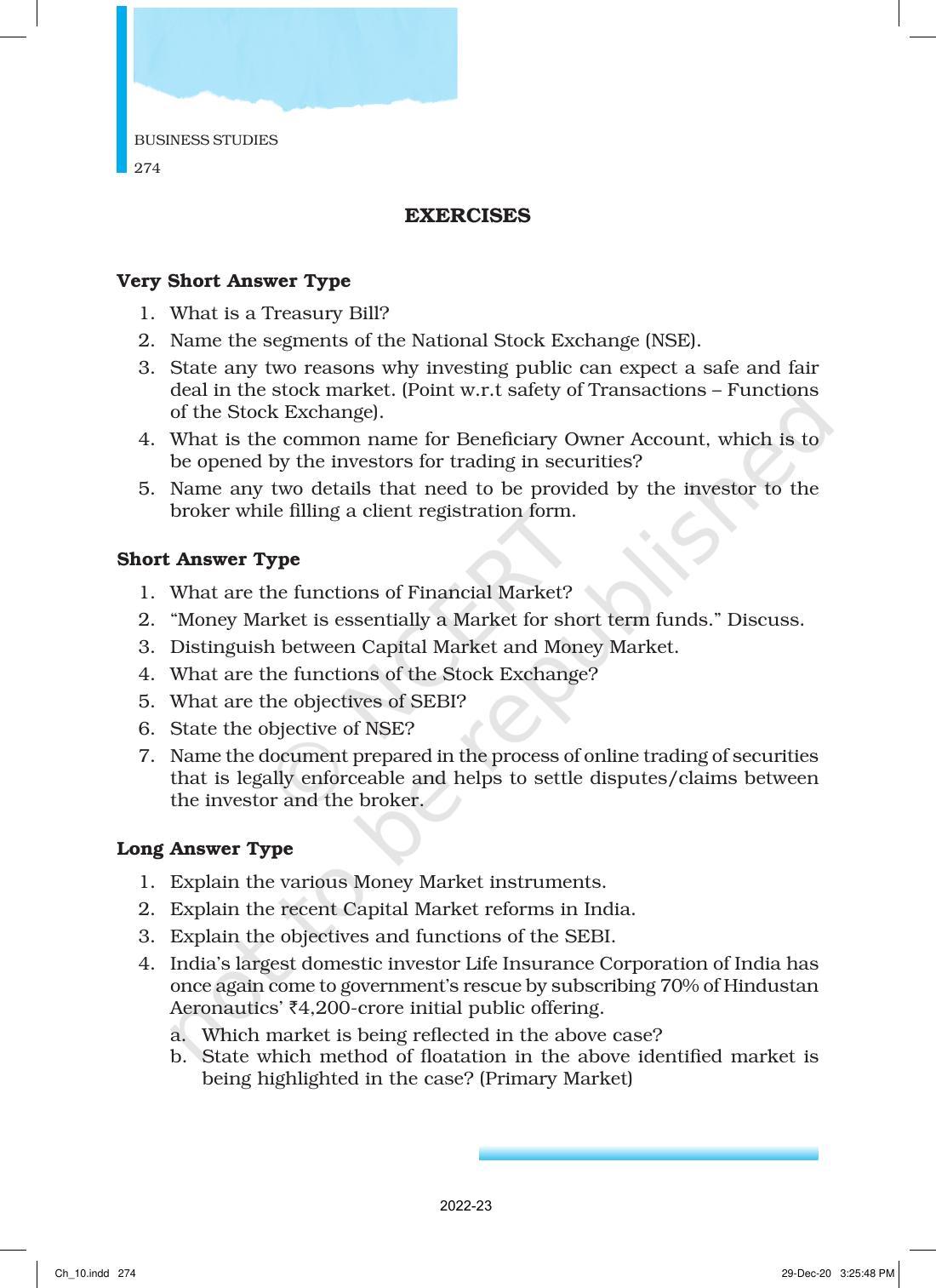 NCERT Book for Class 12 Business Studies Chapter 10 Financial Market - Page 23