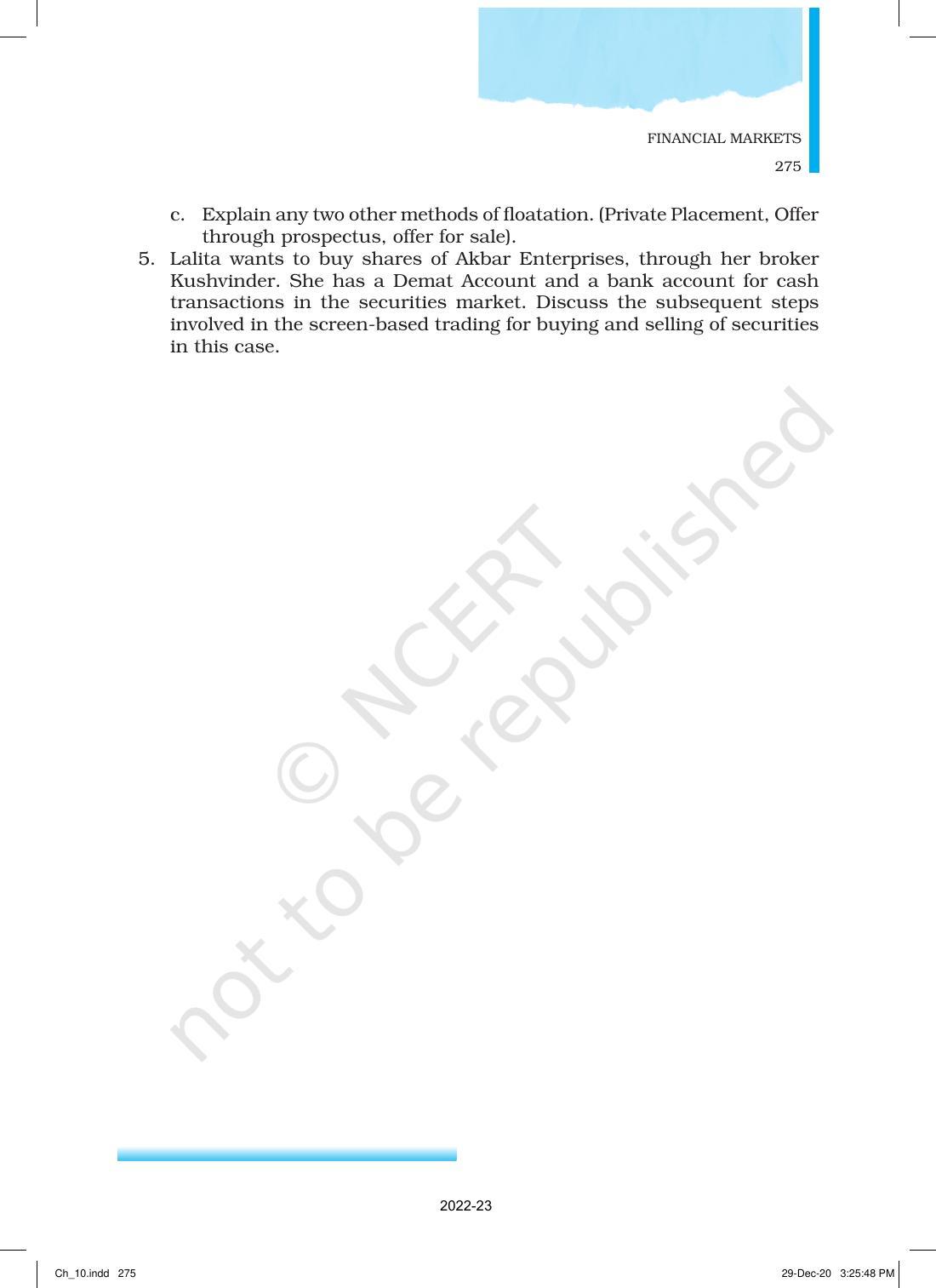 NCERT Book for Class 12 Business Studies Chapter 10 Financial Market - Page 24