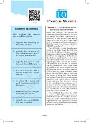 NCERT Book for Class 12 Business Studies Chapter 10 Financial Market