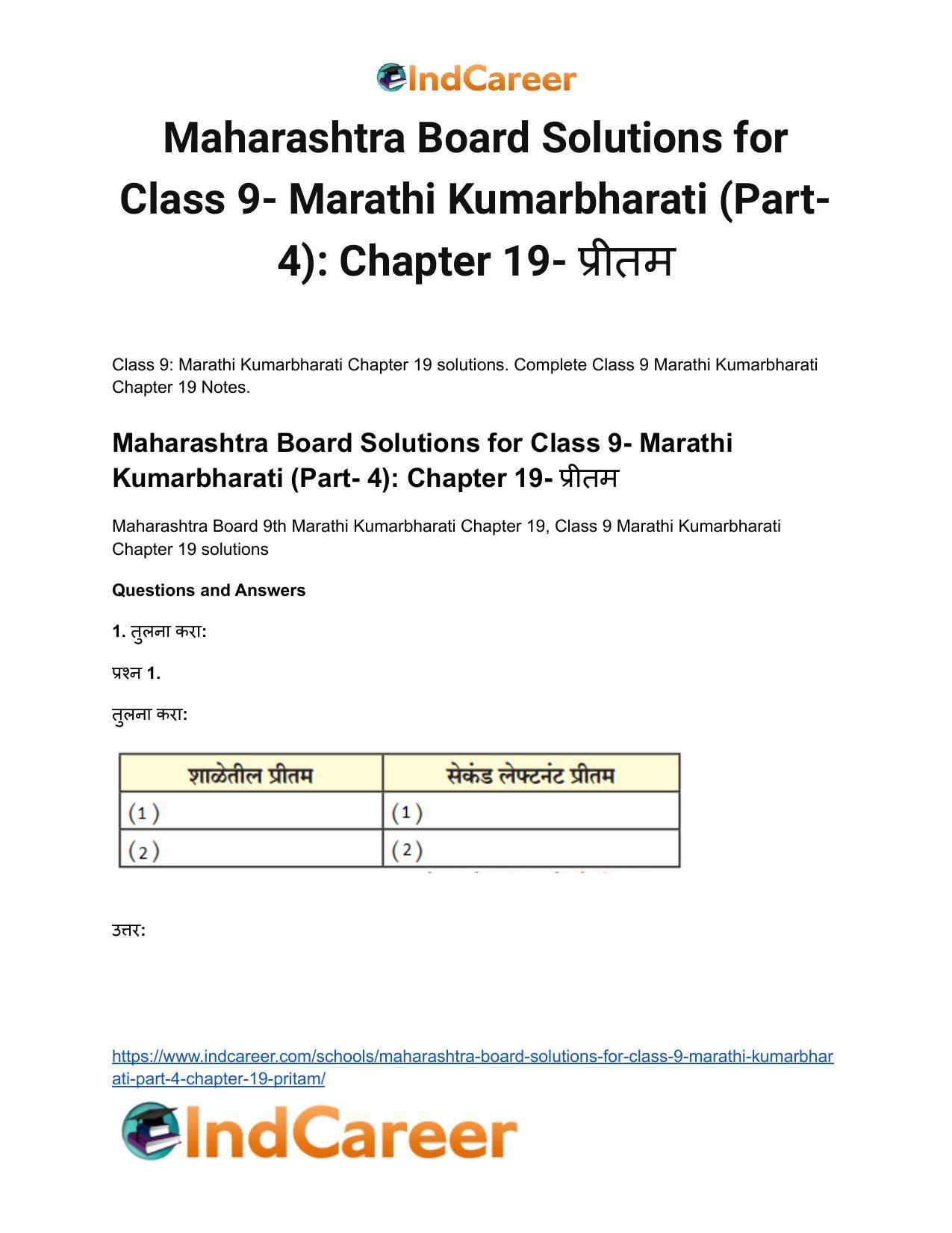 Maharashtra Board Solutions for Class 9- Marathi Kumarbharati (Part- 4): Chapter 19- प्रीतम - Page 2
