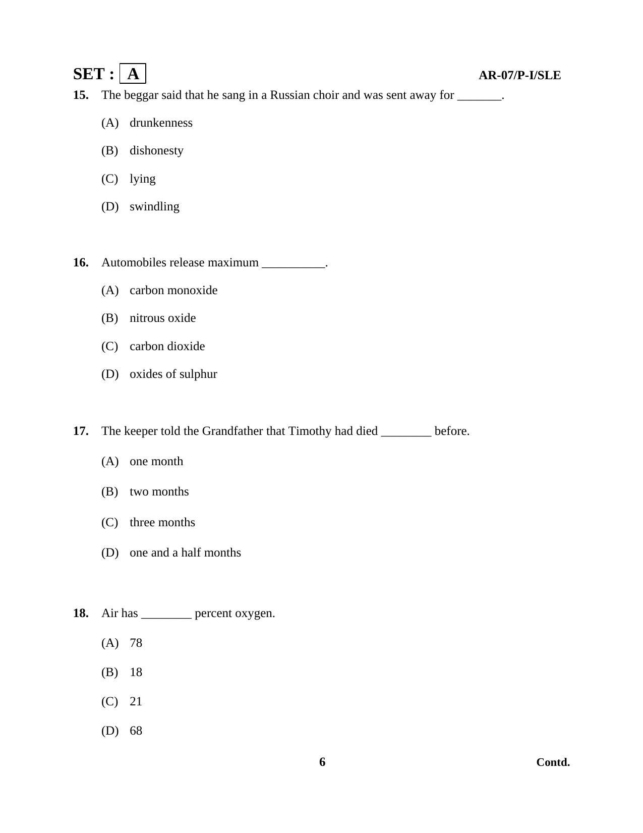 Odisha Class 10 English Part - I (Objective) 2014 Question Paper - Page 6