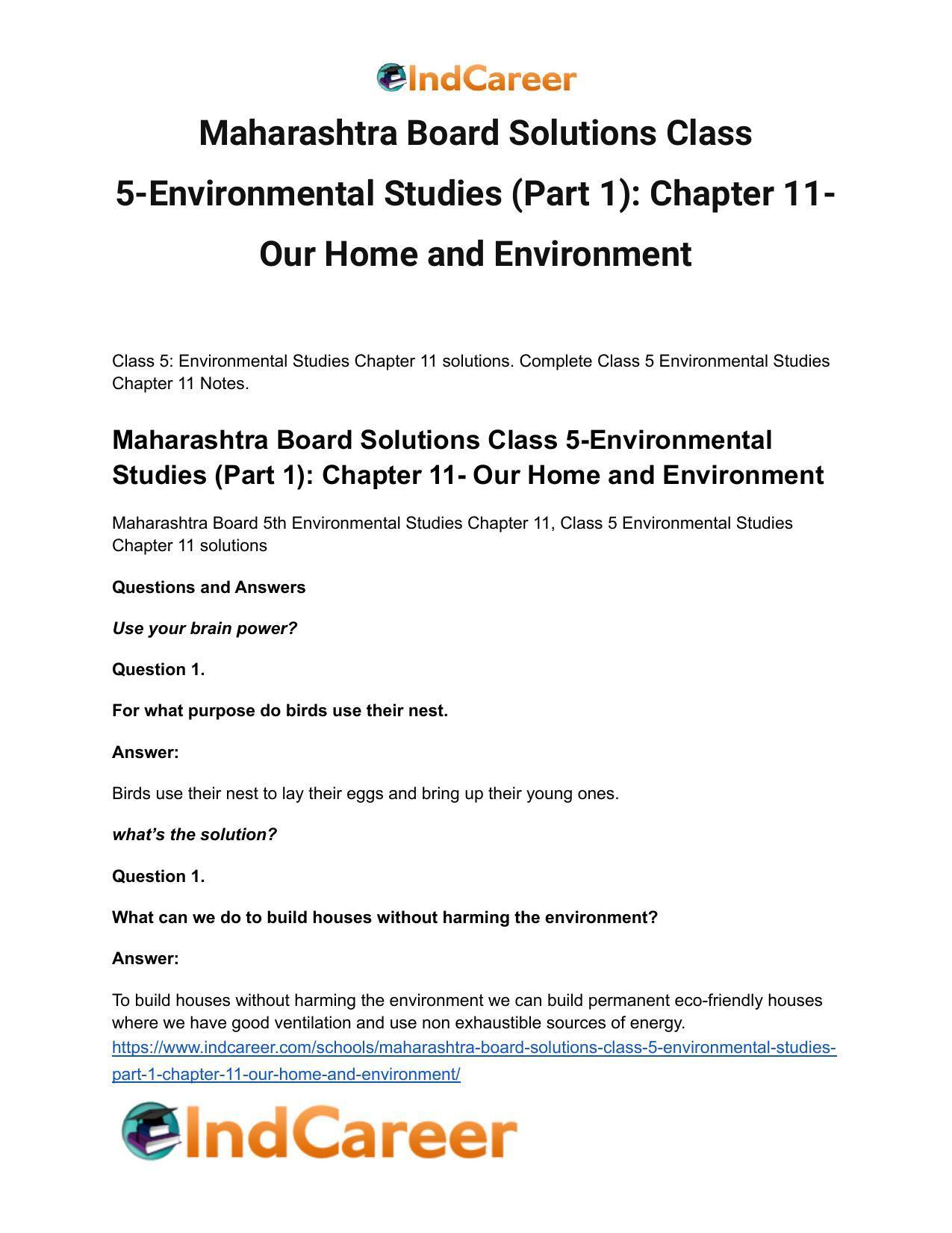 Maharashtra Board Solutions Class 5-Environmental Studies (Part 1): Chapter 11- Our Home and Environment - Page 2