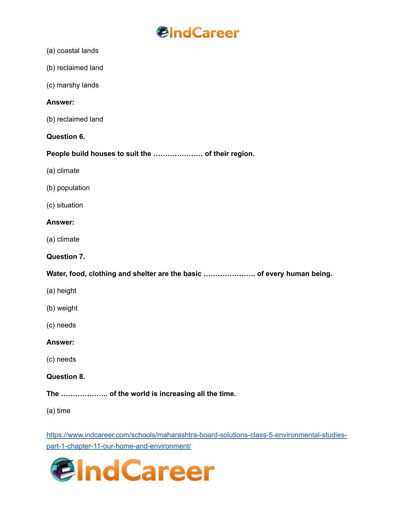 Maharashtra Board Solutions Class 5-Environmental Studies (Part 1): Chapter 11- Our Home and Environment - Page 9