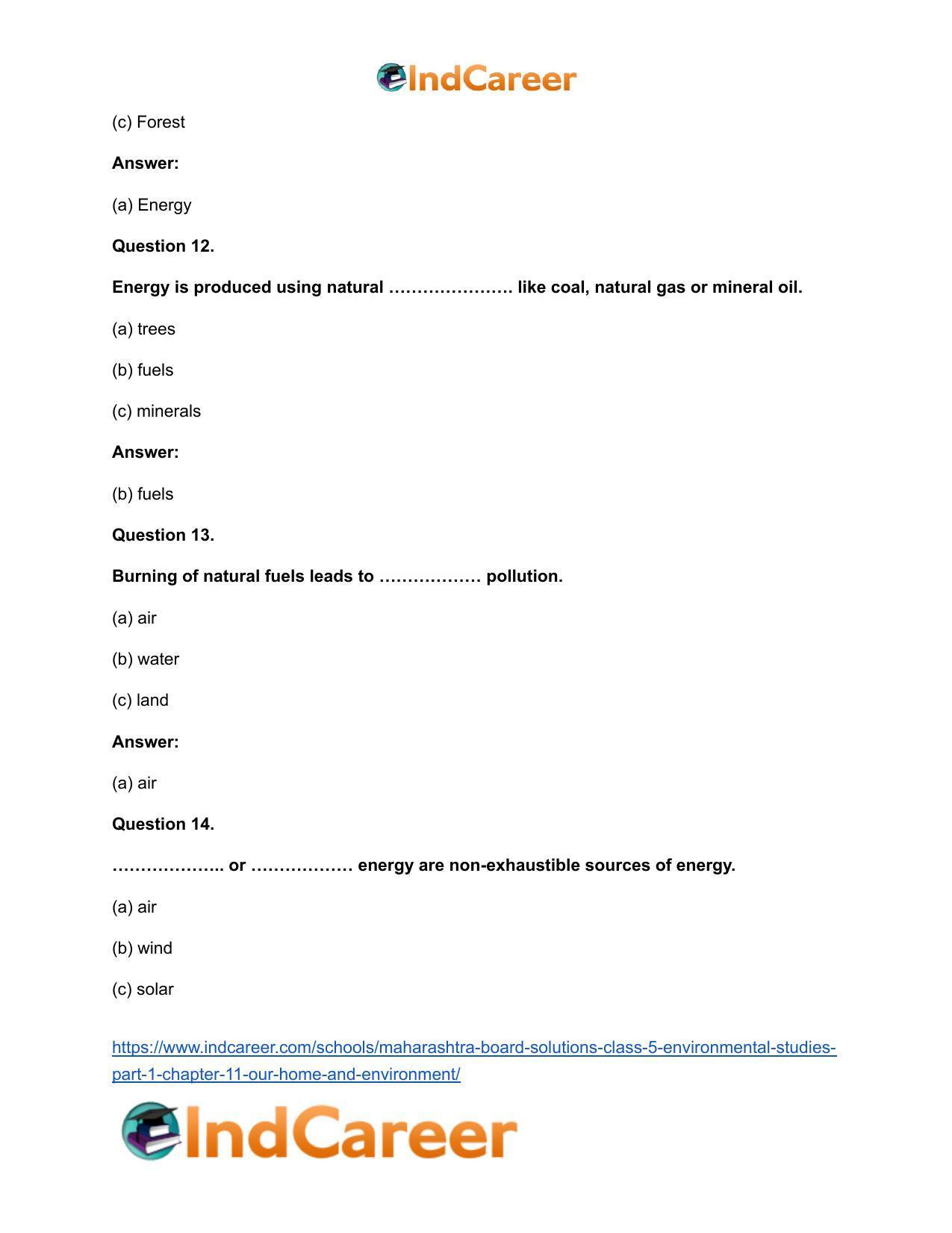 Maharashtra Board Solutions Class 5-Environmental Studies (Part 1): Chapter 11- Our Home and Environment - Page 11