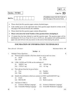 CBSE Class 10 53 (Fond. Infm. Tech.) 2018 Compartment Question Paper