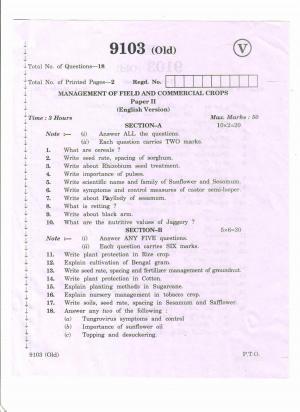 AP Inter 2nd Year Vocational Question Paper March - 2020 - Management of Field Commercial Crops - II (old)