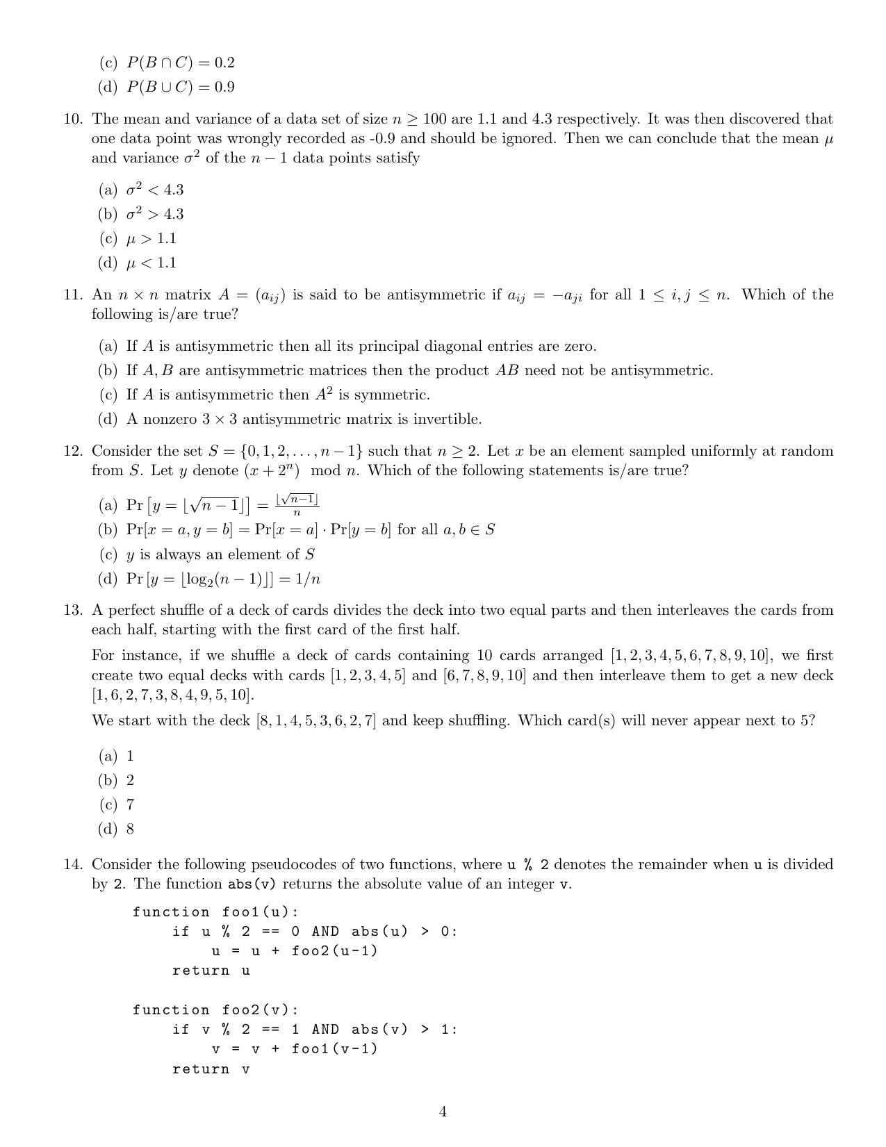 MSc Data Science 2023 Question Paper - Page 4