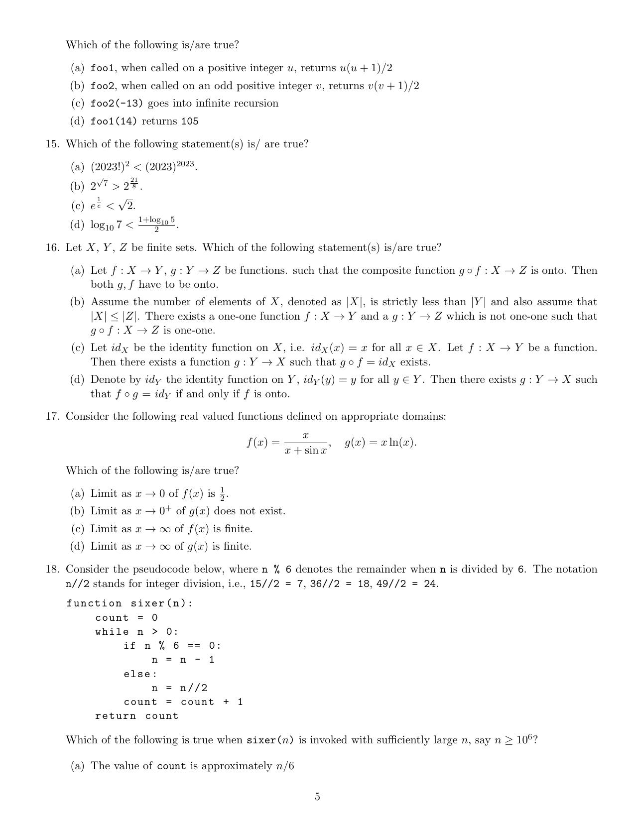 MSc Data Science 2023 Question Paper - Page 5