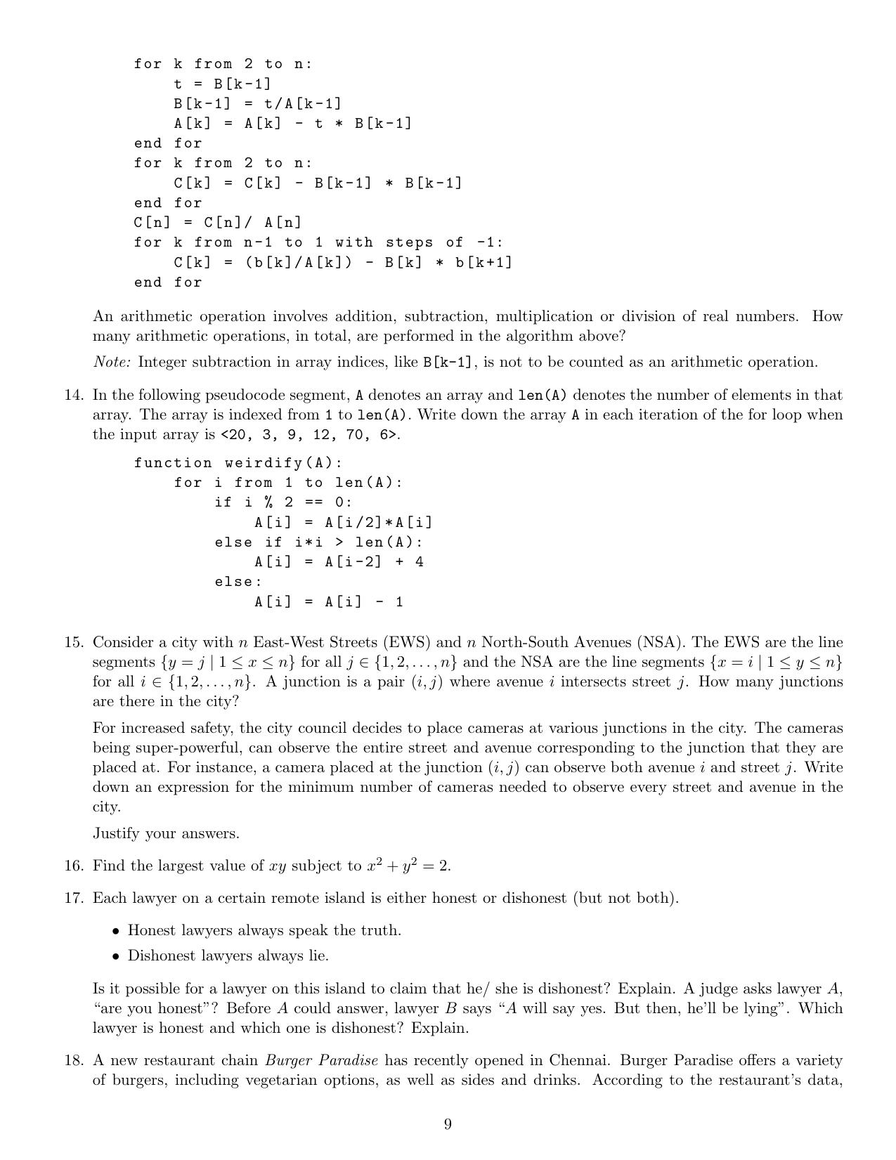 MSc Data Science 2023 Question Paper - Page 9