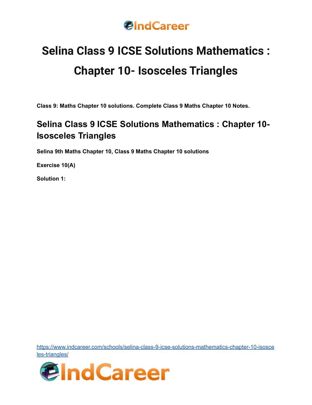 Selina Class 9 ICSE Solutions Mathematics : Chapter 10- Isosceles Triangles - Page 2